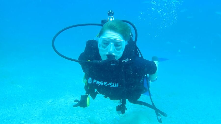 From Side: Guided Scuba Diving in Alanya w/ Lunch & Transfer - Learning the basics before entering the water