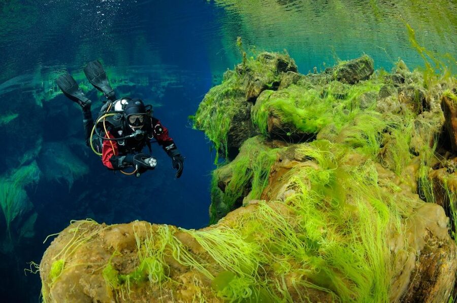 Silfra: Diving Between Tectonic Plates - Silfra Hall and the view toward Lake Thingvallavatn